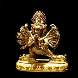 A-RARE GILT BRONZE TONG JIN BUDDHA FIGURE QING DYNASTY.
