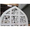 Image 2 : Tall Footed White Wood Arched Backdrop Display w/ Cut-Out Design