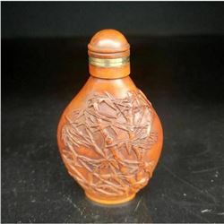 Chineses Carved Boxwood Bamboo Forest Snuff Bottle