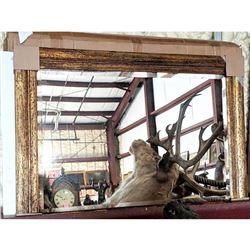 Gilt Wood-Grain Rustic-Style Beveled Mirror
