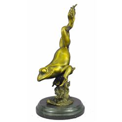 Gilt Bronze Leaping Frog Sculpture
