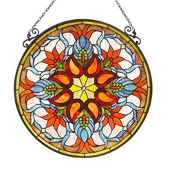 Stained Art Glass Hanging Window Panel