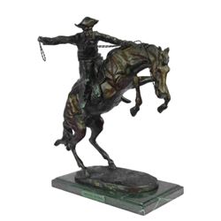 After Remington, Bronco Buster Bronze Sculpture