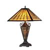 Image 2 : Tiffany Mission Style Double Lit Stained Art Glass Library Lamp