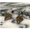 Image 3 : Chiastolite Cross Stone & Onyx Sterling Silver Earrings