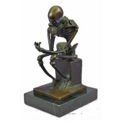 After Rodin's Thinker, Skeleton Thinker Bronze Sculpture
