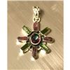 Image 1 : Rainbow Topaz & Tourmaline Sterling Sunburst Pendant