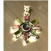 Image 2 : Rainbow Topaz & Tourmaline Sterling Sunburst Pendant