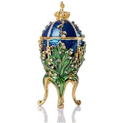 Lily Of The Valley Enameled Trinket Jewel Box Egg