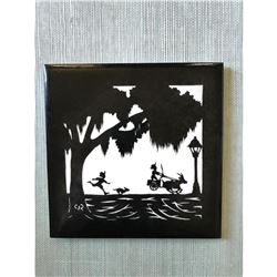 Vintage Carew Rice Lowcountry Silhouette Ceramic Art Tile
