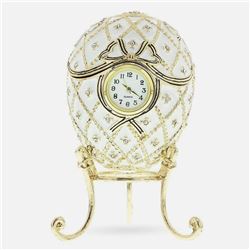 Faberge Inspired Russian Trinket Box, Clock Jeweled Egg