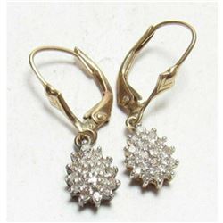 Estate Gold & Diamond Dangle Earrings