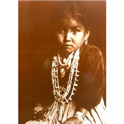 Young Navajo Native American Girl Sepia-Tone Photo