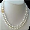 Image 1 : 2 Row 8-9mm Akoya White Pearl Necklace 14k Clasp
