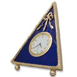 Blue Triangle Enameled Guilloche Russian Clock