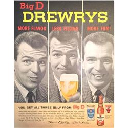 1950's Mid Century Drewrys Beer Ad