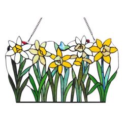 Daffodil Flower Garden Stained Glass Hanging Panel