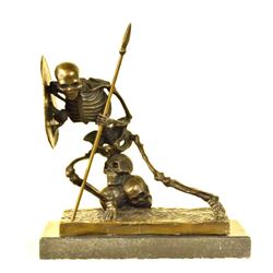 Skeleton Warrior Bronze Sculpture, Bookend