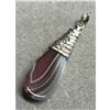 Image 3 : Botswana Agate Coiled Cobra Snake Sterling Pendant