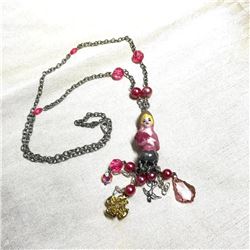 Artisan Made Re-purposed Broken Doll Silver & Crystal Necklace
