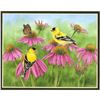 Image 1 : Color Lithograph, Goldfinches, Butterfly and Coneflowers