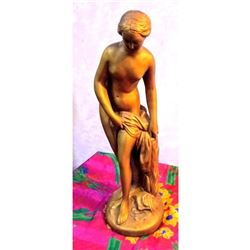Vintage Gilt Chalkware Statue, Classical Greek Nude