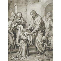 Vintage c1920â€™s Half-tone print, #797M Christ Healing the Sick