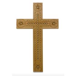 Carved Wooden Ukrainian Beaded Cross
