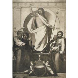 Vintage c1920â€™s Half-tone print, #306 The Risen Christ Among the Evangelists.
