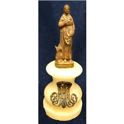 19th Century Small Virgin Mary Statue on Alabaster Plinth