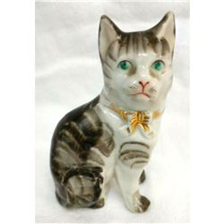 19thc Staffordshire Figure, Grey Tabby Cat
