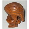 Image 2 : Carved Boxwood Netsuke, Crane Catching Shell
