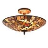 Image 1 : Transitional Mosaic Stone Semi-flush Ceiling Fixture Light
