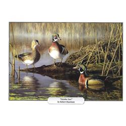 Robert Hautman Color Lithograph, "October Sun - Wood Ducks"