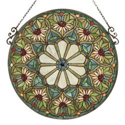 Stained Art Glass Hanging Window Panel