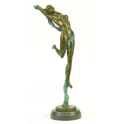 Nude Girl With Ribbon Bronze Sculpture