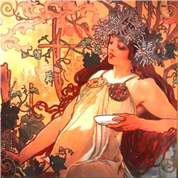 After Mucha, Art Nouveau Style Ceramic Art Tile