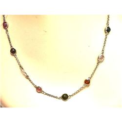 39.68ctw Tourmaline & Sterling Silver 36" Station Necklace