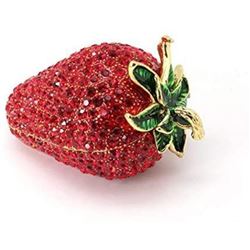 Crystal Encrusted Strawberry Fruit Trinket Jewel Box