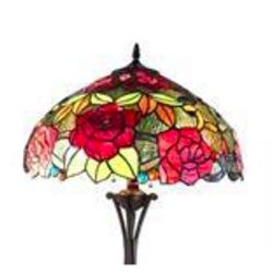 Tiffany Style Roses Stained Glass Floor Lamp