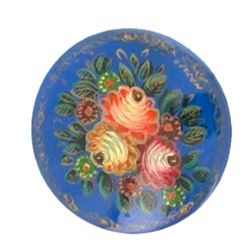 Vintage Russian Hand-painted Wooden Flower Brooch