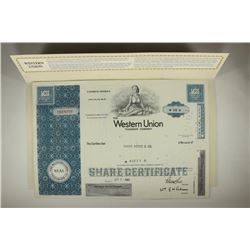 VINTAGE STOCK CERTIFICATE WESTERN UNION TELEGRAPH