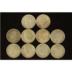 10 ASSORTED SILVER ROOSEVELT DIMES
