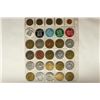 Image 1 : SHEET OF 30-BRASS, ALUMINUM AND PLASTIC TOKENS