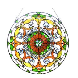 Victorian Tiffany Style Stained Glass Window Panel