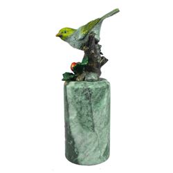 Little Yellow Bird Painted Bronze Sculpture