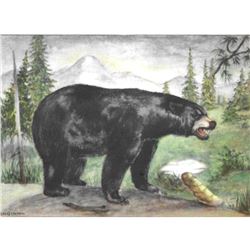 1920's Black Bear Color Lithograph Print