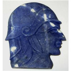 274ct Sodalite Gemstone Carving, Soldier's Head