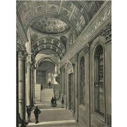 19thc Wood Engraving, Portico of the Pazzi Chapel, Cloister of Santa Croce Florence Italy