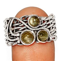 African Sunstone Basket Weave Sterling Silver Ring